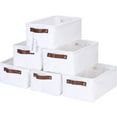thumbnail image 1 of Hinwo 6-Pack Small Canvas Fabric Storage Baskets Set with Handles, Open Storage Bins, Cube Storage Organizer, Shelf Organizer Bins for Closet, 7.9L, 12 x 8 x 5 Inches, White, 1 of 7