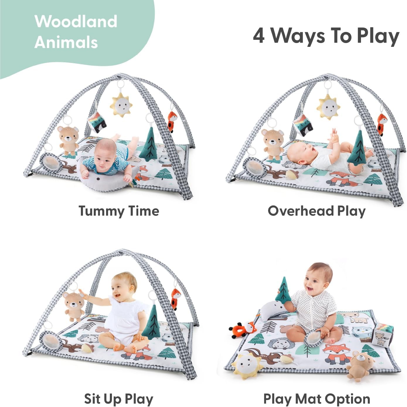 The Peanutshell Woodland 7-in-1 Activity Play Gym and Play Mat for Baby