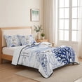 thumbnail image 5 of Twin XL Quilt Set 68''x98'', Blue Brown Coastal Lightweight Bedspread Coverlet Set with 2 Pillow Shams, Summer Beach Nautical Coral Starfish Breathable All Season Quilt Bedding for Dorm/Guest Room, 5 of 9