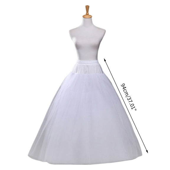 UNTERING Pigtail 4-layer Hoop-free Long Half Skirt Petticoat Bridal Wedding Dress Lined