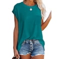 thumbnail image 3 of Cap Sleeve Oversized T Shirts Loose Fit Blouses Women's Summer Casual Tops, 3 of 7