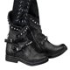 thumbnail image 1 of Botas de media pantorrilla con tachuelas punk para mujer, botines de combate de motociclista, zapatos de tacón plano, 1 of 3