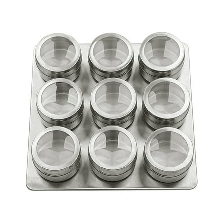 

VEAREAR Condiment Jar 9/12Pcs Stainless Steel Magnetic Spice Jars Cruet Condiment Pot Container Set