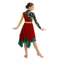 thumbnail image 6 of Aislor Girls Camouflage Print Color Block Liturgical Praise Dance Dress Long Sleeve Worship Lyrical Dancewear Burgundy 16, 6 of 7
