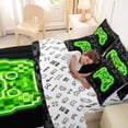 thumbnail image 4 of jejeloiu Games Console Lover 7-Piece Bedding Comforter Set,Pixel Miner Grid King Bedding Sets For Camepad Gamer Reversible, 4 of 7