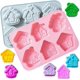 thumbnail image 1 of Moldes para tartas de casitas de jengibre (2 unidades), moldes para hornear de casitas de jengibre navideñas, molde de silicona de 6 cavidades, molde de casitas de jengibre en forma de cubo, 1 of 4