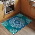 thumbnail image 3 of Teal Blue Boho Bathroom Mats 2x3 FT,Non Slip Small Kitchen Mat,Retro White Rustic Flower Ethnic Pattern Washable Soft Backed Front Door Throw Rugs Indoor Outdoor Doormats for Entryway Sink, 3 of 8