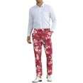 thumbnail image 2 of INSPIRE CHIC  Men's Floral Dressy Pants Flat Front Party Prom Flower Printed Slacks 30 Burgundy Pink, 2 of 6