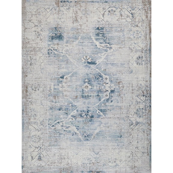 Vintage Looms Light Blue/Beige Polyester powerloom Area Rug