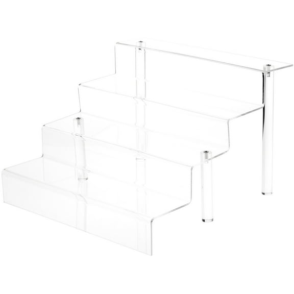 Plymor Clear Acrylic Large 4-Step Display Stairs, 12.25" H x 18" W x 20" D