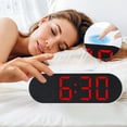 thumbnail image 3 of REGALWOVEN Oval Alarm Clock with Nightlight, Dimmable, 12/24H,USB Port, Wireless Charging, Decorate for Bedroom 7.1 x 3.1 x 2.4 inch Red, 3 of 6