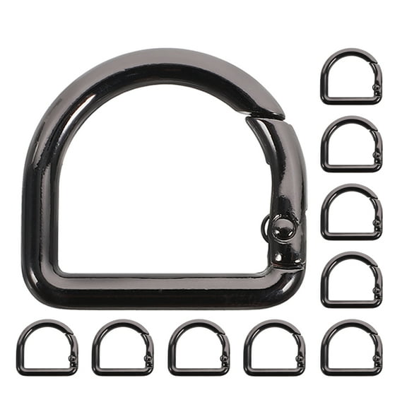 Masteelf 10Pcs D Ring Spring Key Hooks Metal Keychain Clip Locking D Ring Carabiner Clip Spring Snap Hook Fasteners Keyring Buckle Clamps for Belt Backpack Handbag Purse Strap