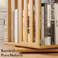 thumbnail image 5 of RevoGlow Commerce 5/6-Tier 360° Rotating Corner Bookshelf, Space-Saving Wooden Storage Organizer for Living Room, Brown/Natural Finish, Multi-Functional Display Shelf, 5 of 9