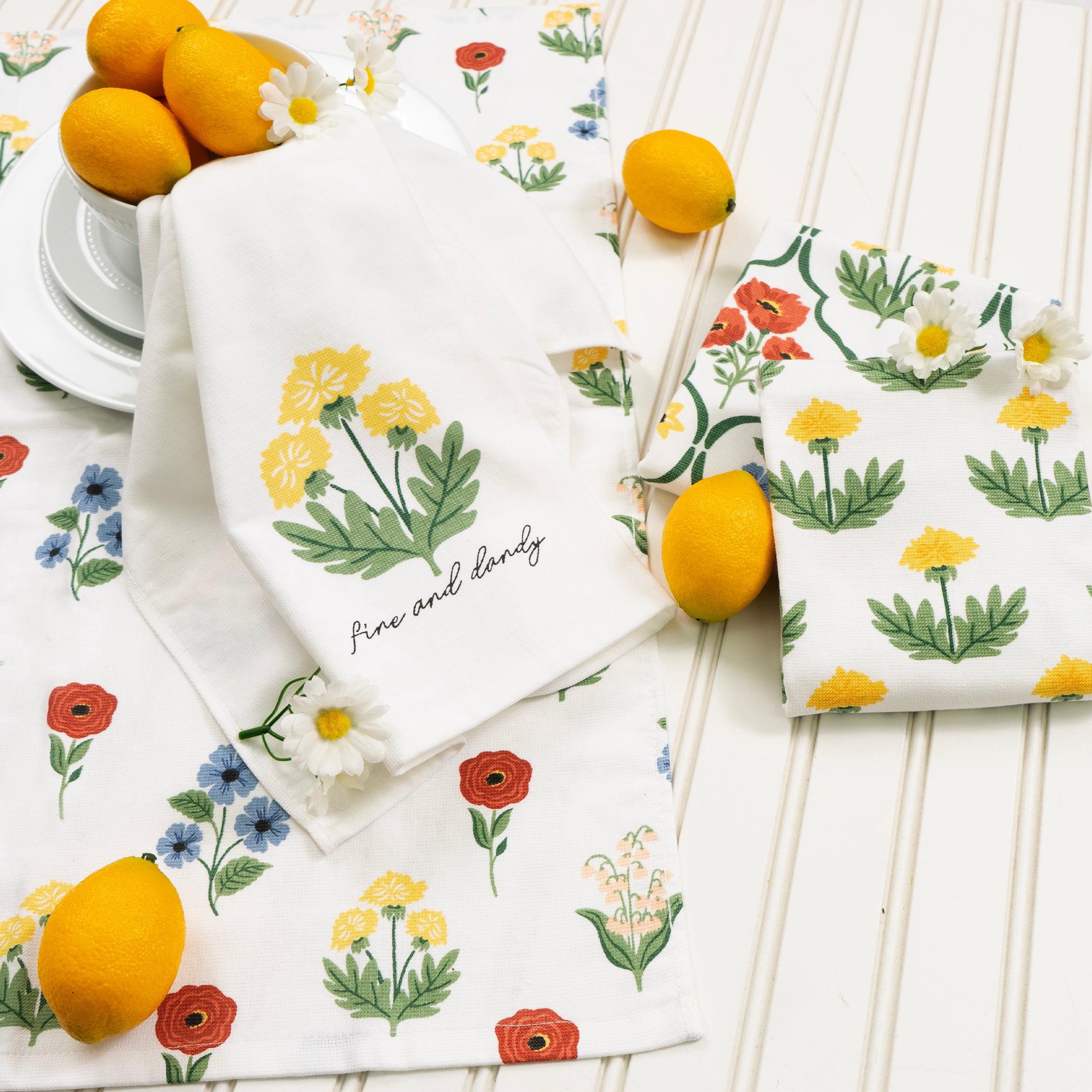 RITZ 100% Cotton Kitchen Towels, Dandy Garden Spring – Absorbent Dish Towels for Drying & Cleaning – Soft & Durable (Set of 4)