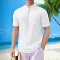 thumbnail image 2 of Rggeeun Men Tee Short Sleeve Solid Color Stand Collar Top Shirt Soft And Breathable For Sports And Daily Wearing In Spring ,White,L, 2 of 5