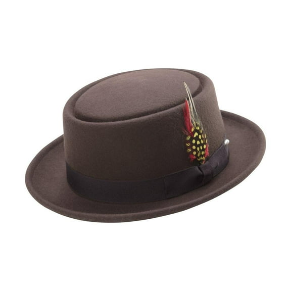 Montique Men's Brown Classic Pork Pie Felt Hat H12