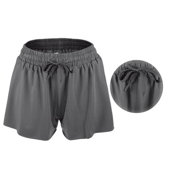 Vocoste Women Flowy Running Shorts Casual High Waisted Workout Shorts Dark Grey Size 2XL