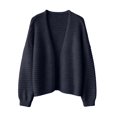 thumbnail image 6 of Womens Cardigan Sweaters Casual Shirts for Women Workout Tops for Women Baggy Shirts Knit Long Sleeve Shirts Plus Size Summer Outfits Cute Tops,Dark Blue,A, 6 of 6