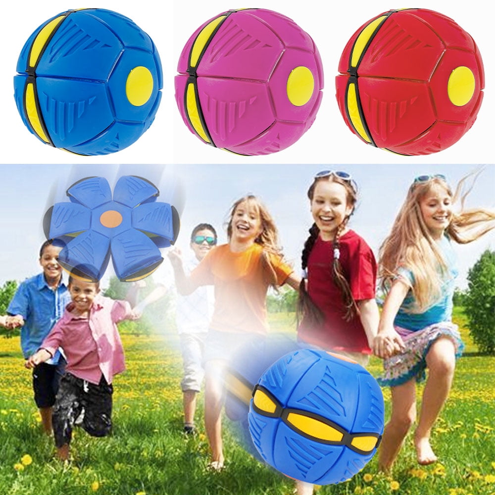 Novelty Flying UFO Flat Throw Disc Ball With Light Toys Phlat Soft Kids Outdoor 