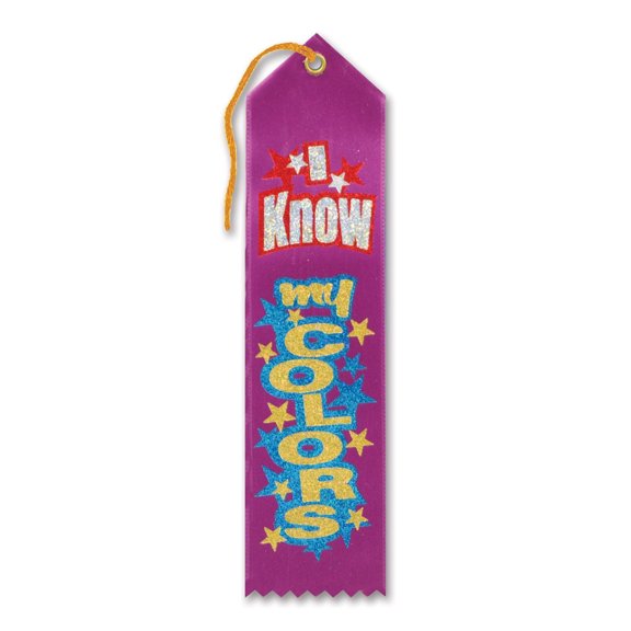 Beistle I Know My Colors Award Ribbons - 8" - Purple - Set of 6