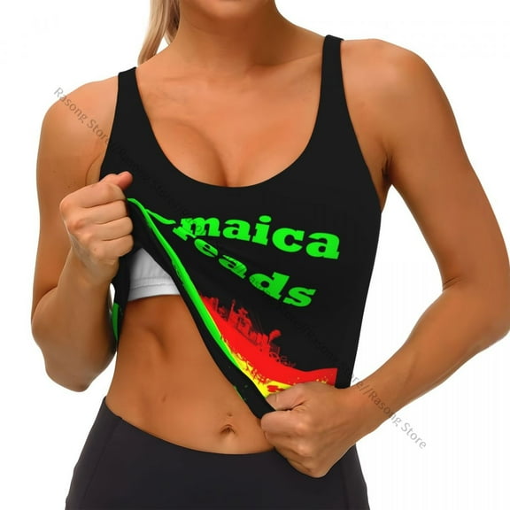 Women Sexy Sports Vest Jamaica Print Female Streetwear Sport Lingerie Tee Crop Top