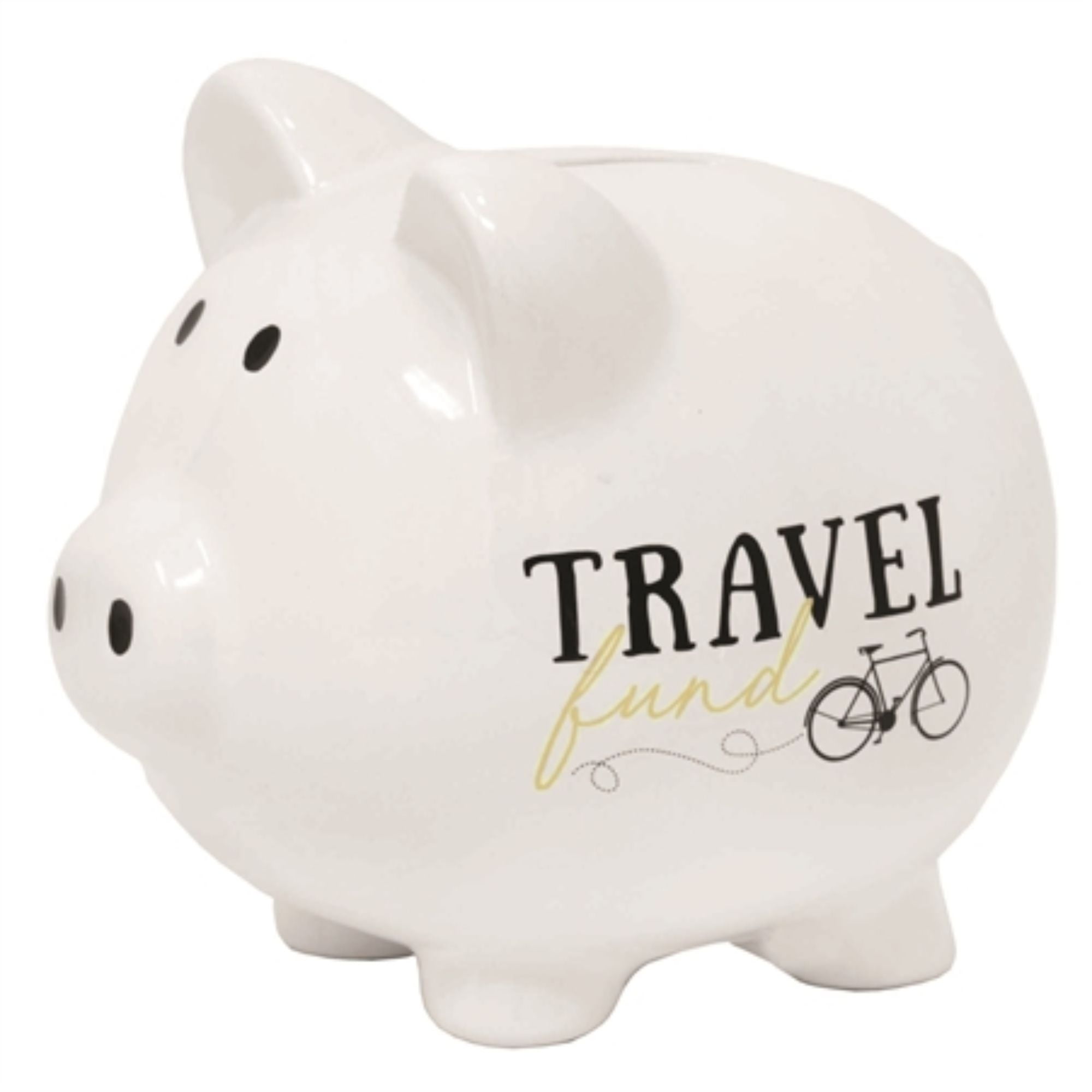 5.75" Ivory and Black Classic Style Quote Printed Piggy Bank