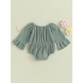 thumbnail image 5 of Newborn Baby Girl Ruffle Long Sleeve Romper 3M 6M 12M 18M  Bowknot Cotton Linen Onesie Bodysuit Cute Fall Outfit Clothes, 5 of 10