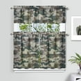 thumbnail image 2 of 3 PCS Camo Kitchen Curtains Set - Military Camouflage Tactical Army Tier Curtains with Valance, Woodland Desert Jungle Hunting Camo Window Treatment Panels for Farmhouse, Semi-Sheer, 2 of 5