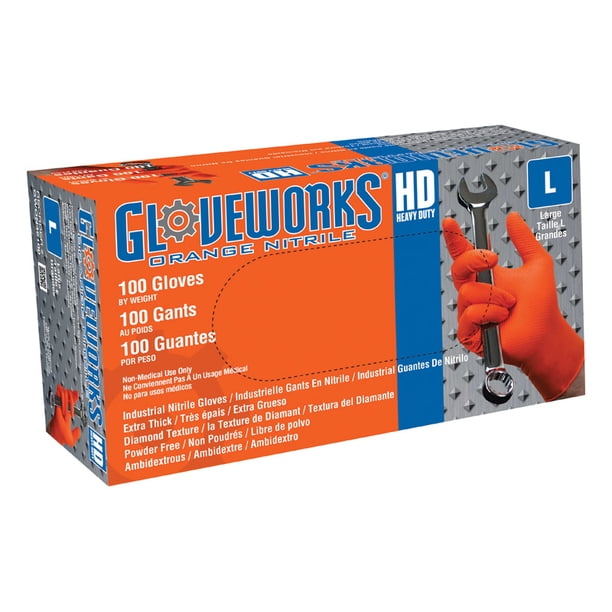 Gloveworks Heavy Duty Nitrile Latex Free Industrial Disposable Gloves