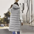 thumbnail image 4 of BLTIBY Long Puffer Vest Hooded for Women Fall Winter Quilted Sleeveless Drawstring Warm Jackets with Pockets Fashion Zip Up Puffy Coat Outerwear Gray M, 4 of 4