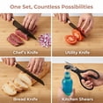 thumbnail image 3 of Knife Set, 7-Piece Kitchen Knife Set, Ultra Sharp German-Style Blades, Ergonomic Non-Slip Handle, Dishwasher Safe, Anti-Rust, Space-Saving Knife Block Holder, 3 of 7