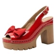 thumbnail image 5 of Dakaela Women's Slingback Chunky Heels Sandals Open Toe Leather Bow Platform Wedge Dress Walking Pumps Shoes for Prom Wedding Party Red 8, 5 of 7