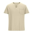 thumbnail image 4 of Men's Casual Henley Short Sleeve V-Neck Button Decorated T-Shirt Fashion T-Shirt with Pocket, 4 of 5