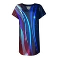 thumbnail image 4 of Perfect Gift! Women Dress Women Dresses HIMIWAY Women's Fashion Casual Loose Mid Length V-Neck Independence Day Print Short Sleeve Dress Dark Blue XXXL, 4 of 5