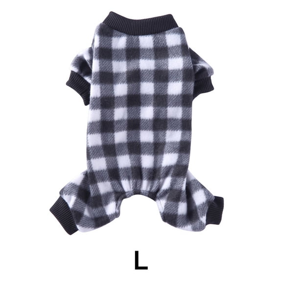 TELOLY Dog Onesie, Warm Coral Fleece Pet Pajamas, Heat Retention Dog Clothes for Indoor Sleeping, Black White, Size L