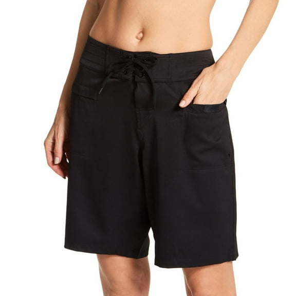 Women's Leilani A720099L Boardshorts Surf City Short 10 Inch Swim Bottom (Black 10)