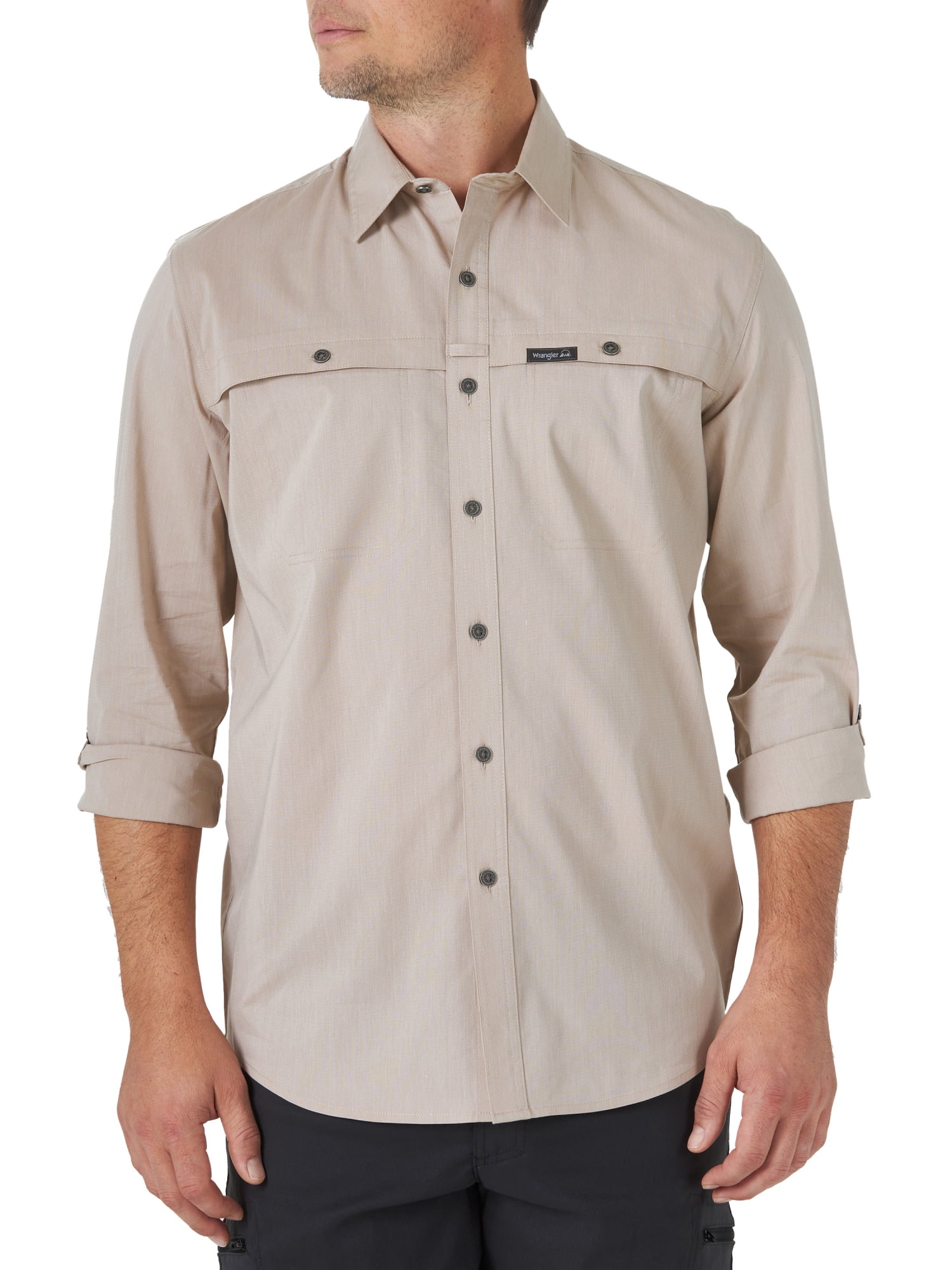Wrangler Men's Outdoor Long Sleeve Utility Camp Shirt 