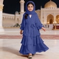 thumbnail image 2 of oqasdz Dresses for Girls Elegant Solid Three Layer Chiffon with Waistband and Headscarf for Celebration Holiday Party Dress, 2 of 5