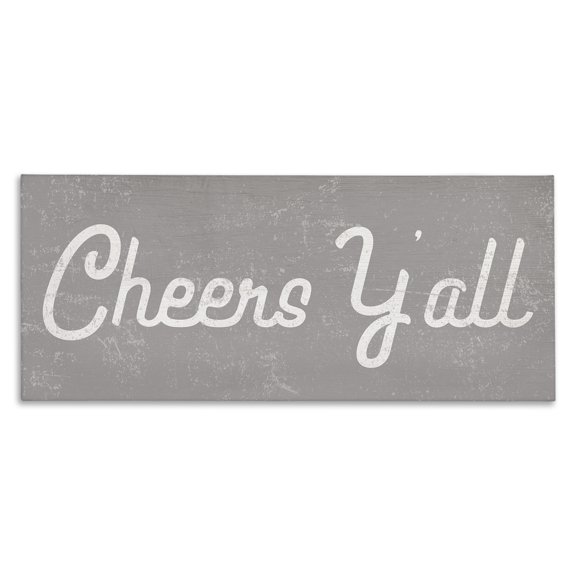 Stupell Industries Shabby Chic Cheers Y'all Country Saying Happy Hour Distressed Pattern Canvas Art, 24 x 10, by Lil' Rue