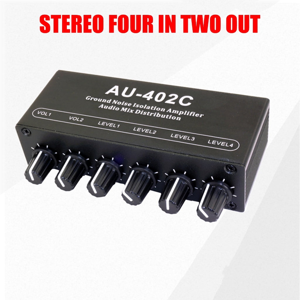 tegongse Aluminum Alloy Stereo Sound Mixer for Multiple Computers with 3.5mm Interfaces and Ground Noise Elimination 20Hz - 20kHz