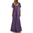 thumbnail image 2 of UPPADA Women's Wedding Guest Evening Party Maxi Dress Plus Size Cocktail Dresses V Neck A-Line Elastic High Waist Dress Pleated Chiffon Maxi Plus Size Formal Dresses Purple,L, 2 of 7