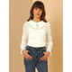 thumbnail image 3 of Blusa de gasa de lunares suizos Allegra K con cuello Peter Pan para mujer blanco S, 3 of 6