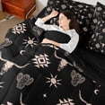 thumbnail image 4 of Feelyou Western Aztec Adult Bedding Comforter Set 7 Pieces, Tribal Sheep Skeleton Full Bedding Set, Black Brown Abstract Triangle Reversible Fitted Sheet Flat Sheet, Super Cozy Room Decor, 4 of 7