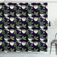thumbnail image 1 of Jasmine Shower Curtain, Healthy Tea Time Concept with Herbal Beverages in Cups and Organic Foliage Pattern, Fabric Bathroom Set with Hooks, 69W X 84L Inches Extra Long, Multicolor, by Ambesonne, 1 of 3