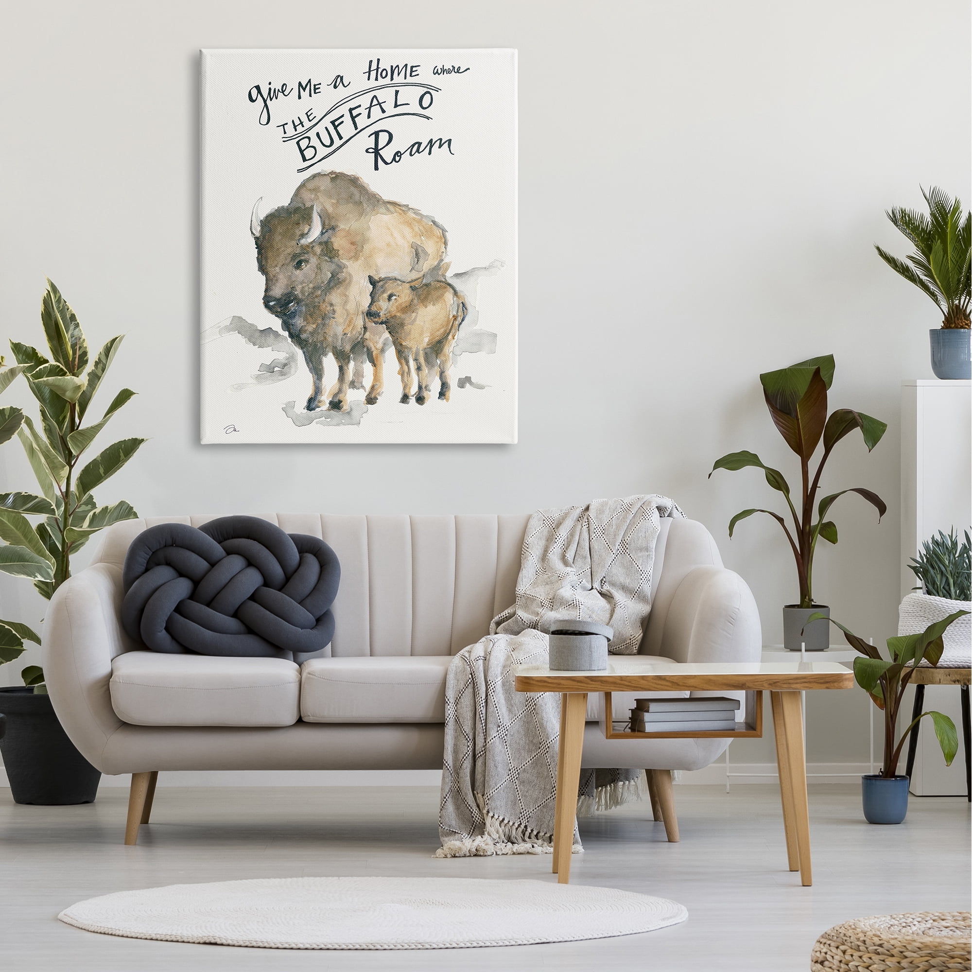 Stupell Industries Give Me A Home Phrase Buffalo Wild West Animal,36 x 48, Design by Jessica Mingo