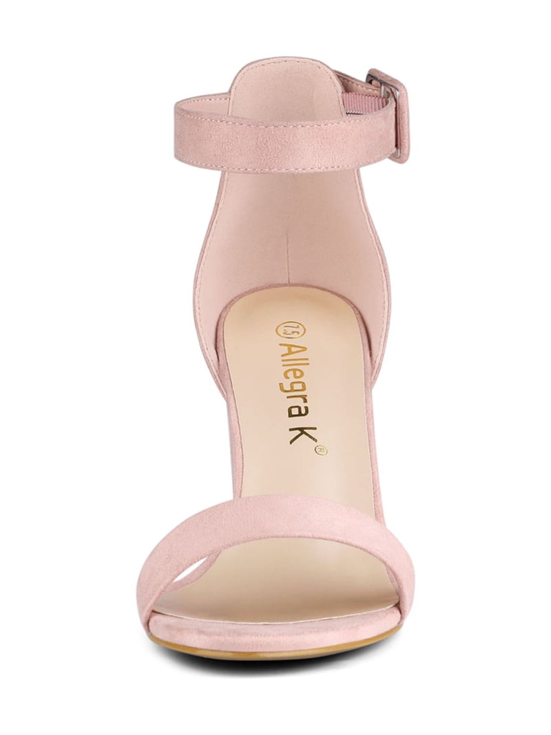 Allegra K Femmes Satin Bout ouvert Cheville Sangle épais Talons