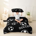 thumbnail image 2 of Castle Fairy Black Soccer Text Print Twin Duvet Cover, Minimalist Sport Ball Twin Bedding,Black Reversible,2pcs,1 Duvet Cover and 1 Pillowcase, 2 of 6