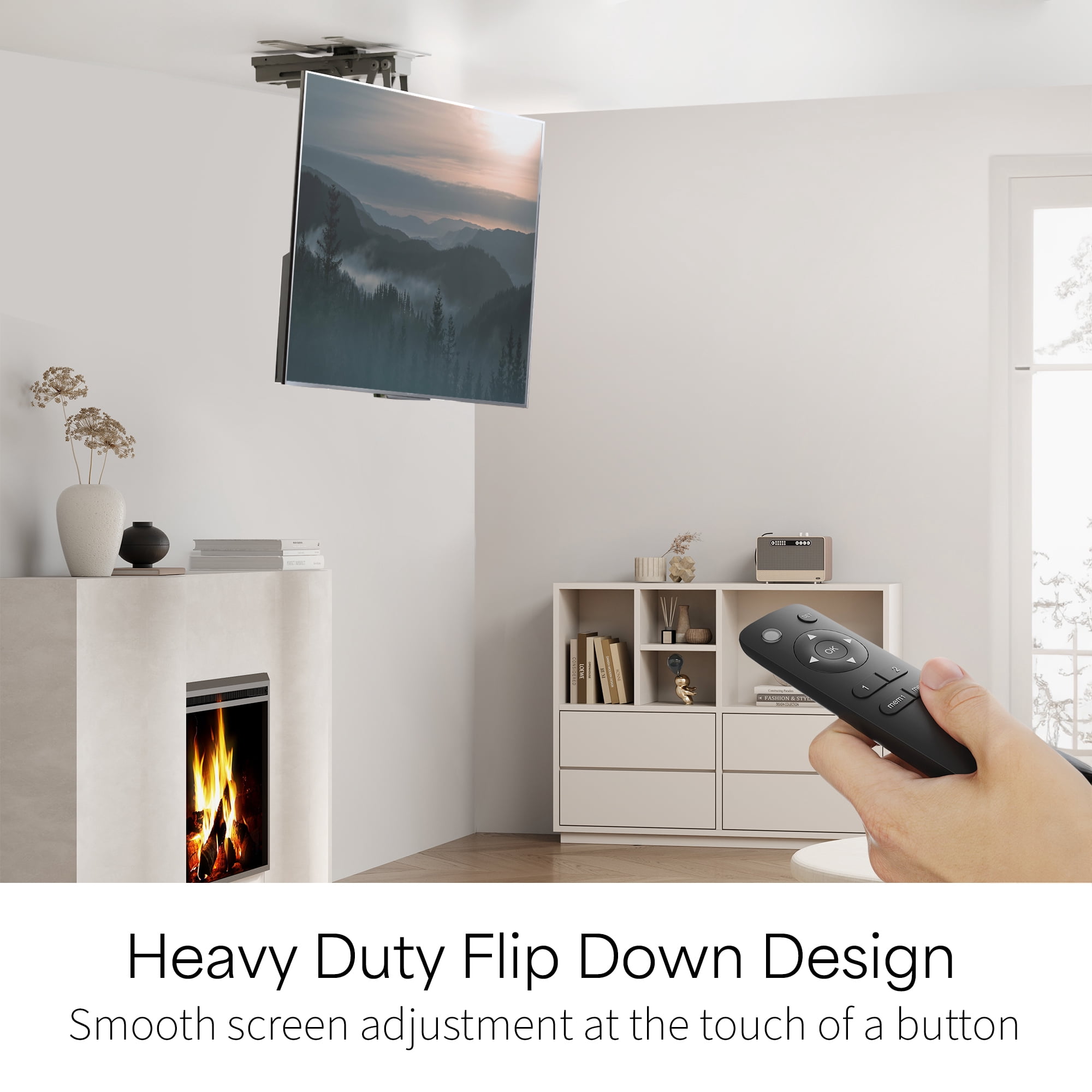 VIVO Black Electric Swivel Flip Down Ceiling TV Mount for 32" to 70" Screen