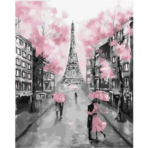 Pink in Paris - Paint by Number Kit - 16"x20" (40x50cm) - DIY Acrylic Painting Home Decor
