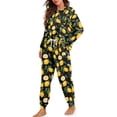 thumbnail image 2 of FOR U DESIGNS Black Lemon Pajama Sets for Women 2 Piece Long Sleeve Crew Neck Tops and Pants 2 Piece Size Small Drawstring Pajamas Pants with Pockets Sleepwear for Women, 2 of 6